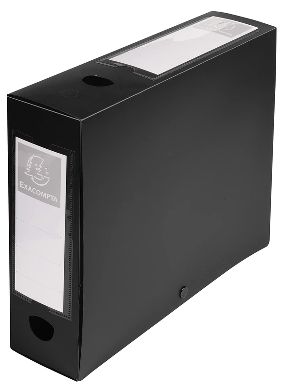 Exacompta - Ref. 59831E - 10 snap-on filing boxes 80mm back opaque 7/10th polypropylene - black - Image 1