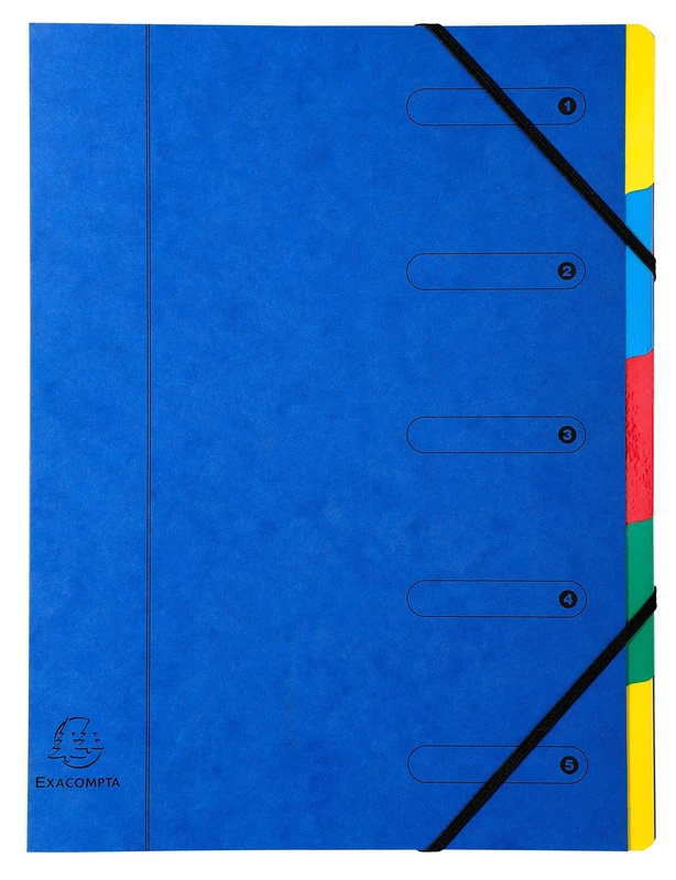 Exacompta - Ref 5205E - Harmonika Multipart File - 24.5 x 32cm in Size, Suitable for A4 Documents, 5 Multi-Coloured Tabbed Sections, Premium Pressboard Cover - Assorted Colours - Image 1