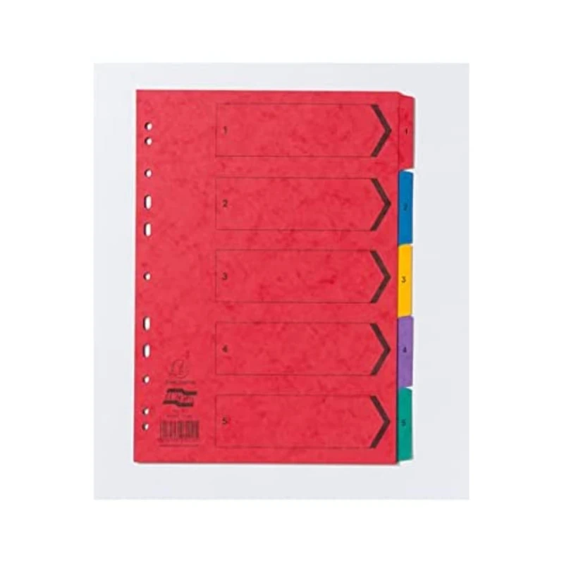 EXACOMPTA Exacompta 3110Z – A Pack of 20 Packs of 5 Indexed Dividers French Standard Format 21 x 29.7 cm (5 Numbered Buttons 1 to 5), Paper, with Printed Tabs, A4-Pack of 20