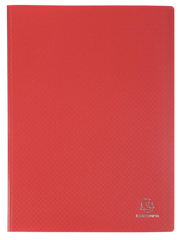 Exacompta - Ref 85105E - Box of 8 OPAK Document Protectors - 100 Non-Reflective Grained Pockets - 200 Sheets - for A4 Size - Size 24 x 32 cm - Soft Polypropylene Cover - Color red