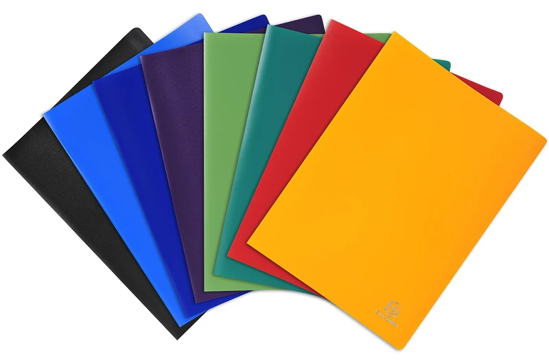Exacompta - Ref 8560E - Soft PP Welded Display Book - Suitable for A4 Documents, Lightweight, 60 Pockets, 120 Viewing Pages - Assorted Cover Colours (Pack of 8)