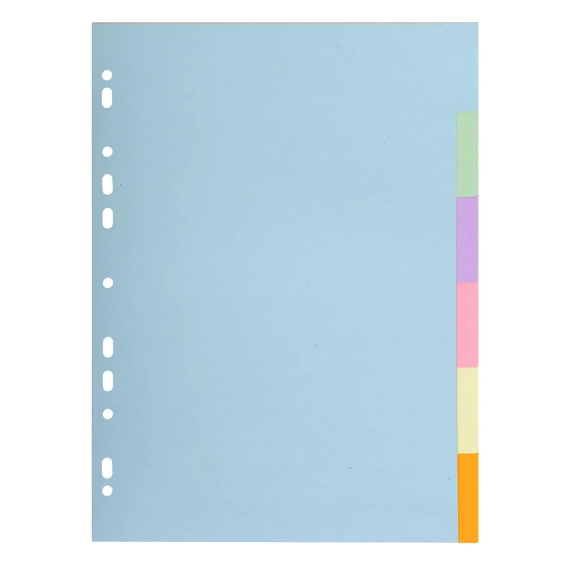 Exacompta - Ref 1606E - Cardboard of 50 Recycled Pastel Card Dividers 170 g/m2 with 6 Neutral Tabs - A4 Size - Size 22.5 x 29.7 cm - Forever