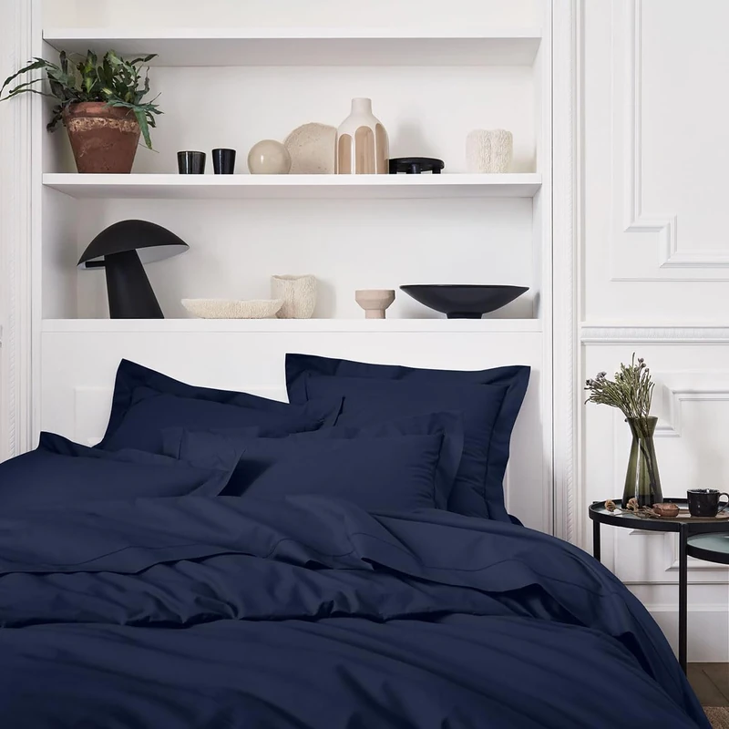 ESSIX Royal Line Percale Cotton Duvet Cover, midnight blue, 200 x 200 cm - Image 1