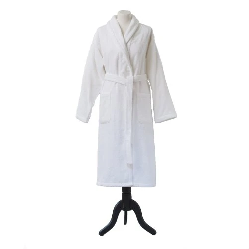 Essix Home Collection Aqua Cotton Dressing Gown with Hood Large White - Image 1