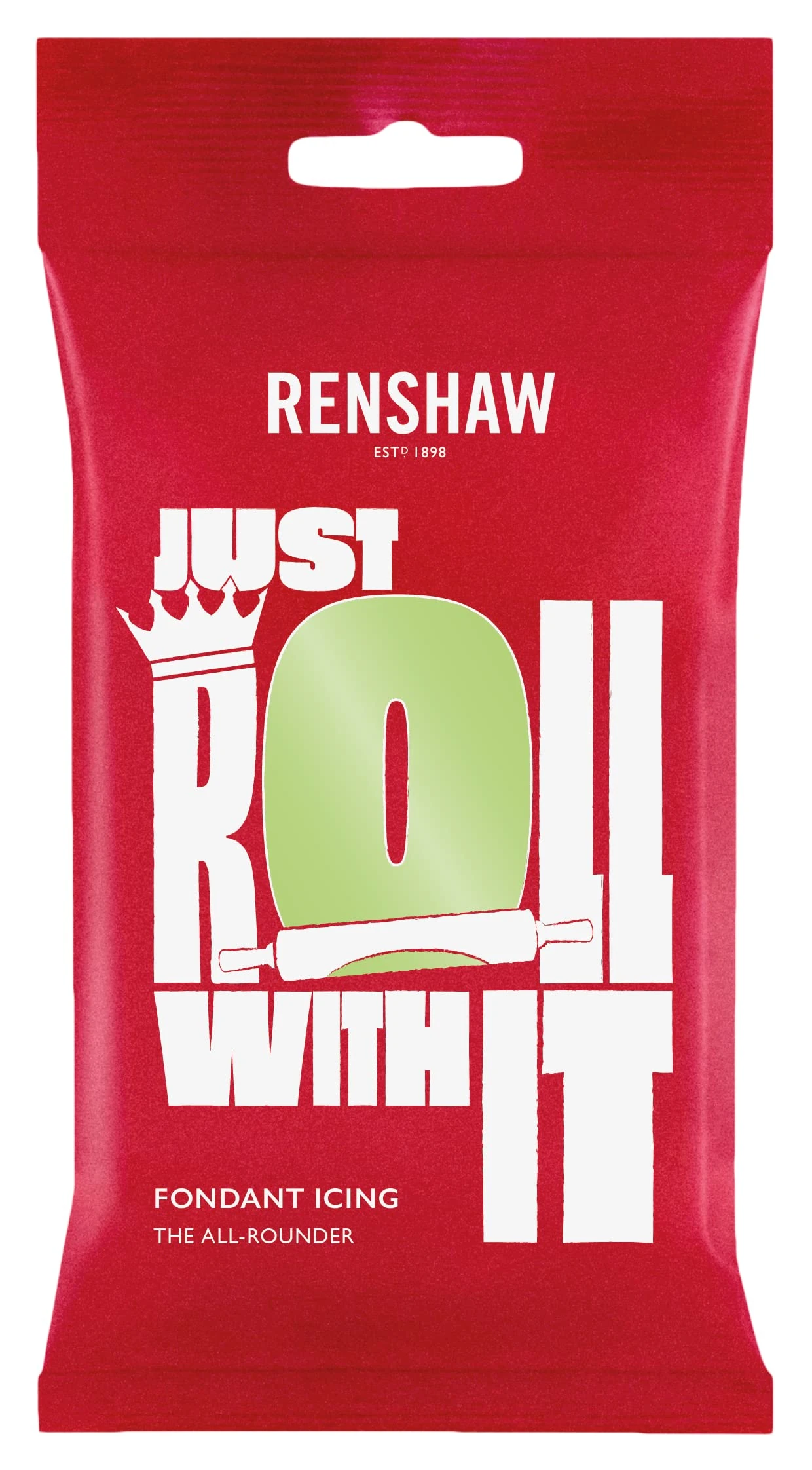 Renshaw Pastel Green Just Roll With It Fondant Icing, 250 g (Pack of 1) - Ready to Roll Icing for Cakes