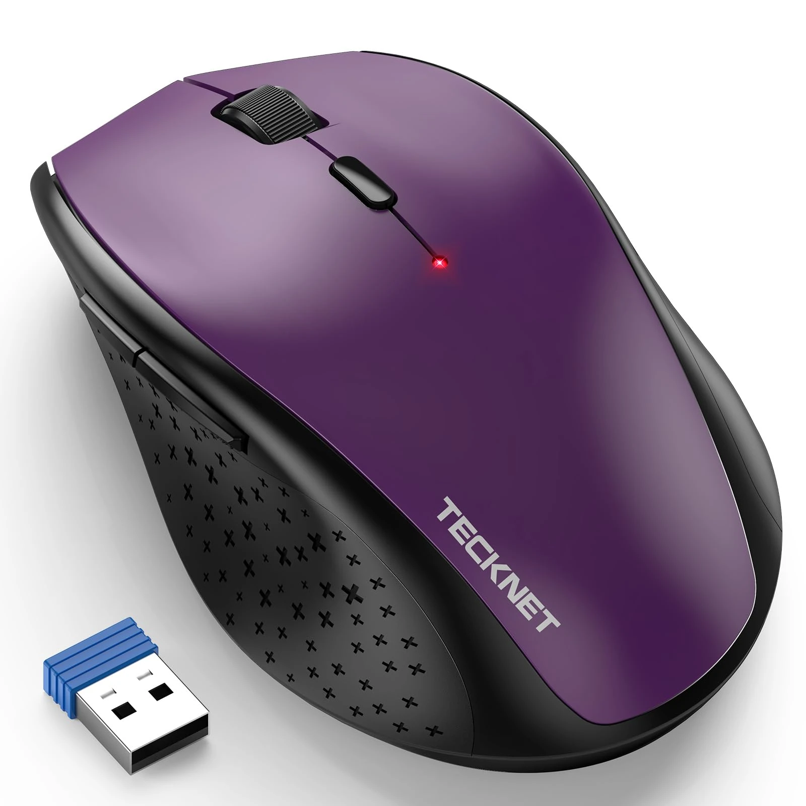 TECKNET Wireless Mouse for Laptop, 4800 DPI Optical Computer Mice with 6 Adjustable Levels, 30 Months Long Battery Life 2.4G Cordless USB Silent Mouse for Notebook, PC, Office Home Work (Purple)
