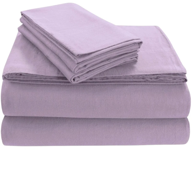 Tribeca Living Luxury Solid Flannel Deep Pocket Sheet Set, Queen, Lavender