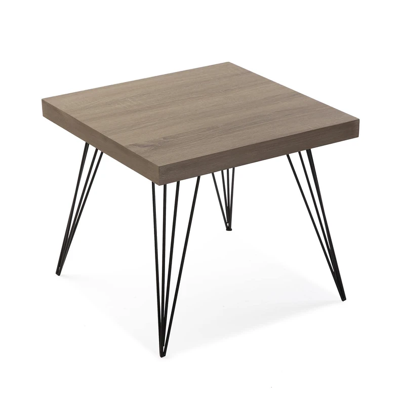 Versa 20360005 - Auxiliary table, wood and metal, 43 x 50 x 50 cm, brown color