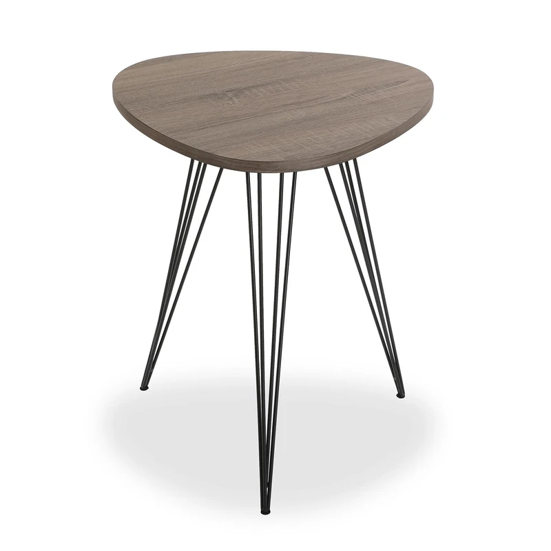 Versa Seatle Auxiliary small table for the living room, bedroom or kitchen. Modern Side Table, Measurements (H x L x W) 60 x 50 x 50 cm, Wood and Metal, Colour Brown and Black