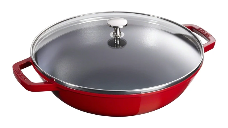 STAUB Cast Iron, Wok, Cherry, 30 cm