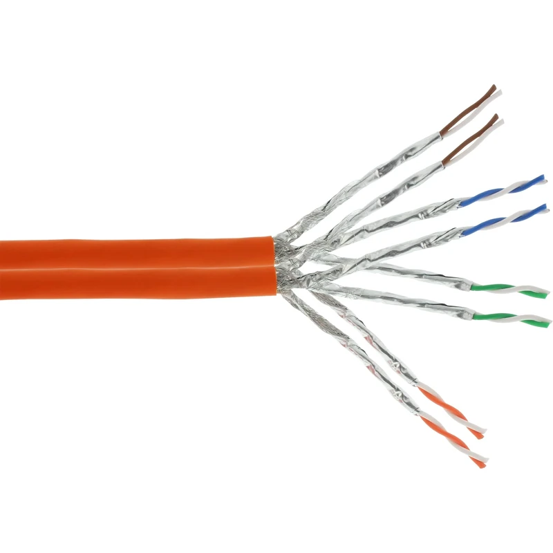 InLine 77050I Patch Duplex Installation Cable Cat. 7 S/FTP (PIMF), 2 x 4 x 2 x 0.58 AWG23, 1200MHz, 50 m – Orange