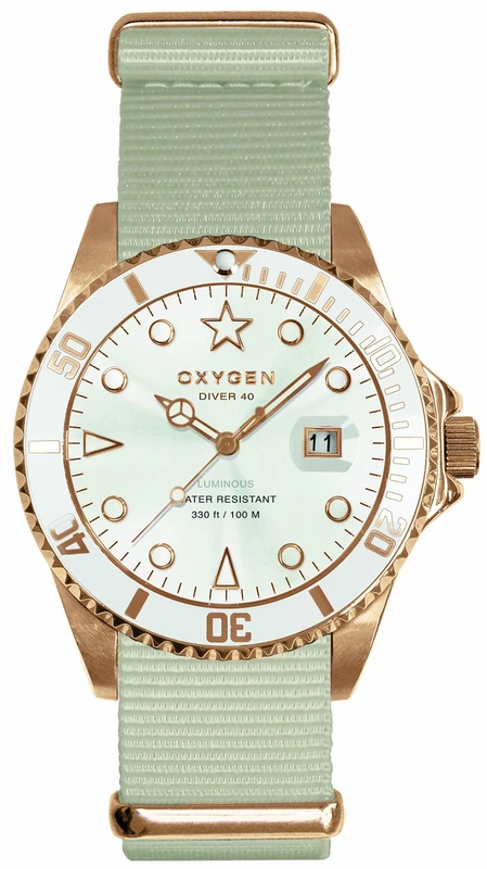 Oxygen Snow 40 Unisex Quartz Watch with White Dial Analogue Display and White Nylon Strap