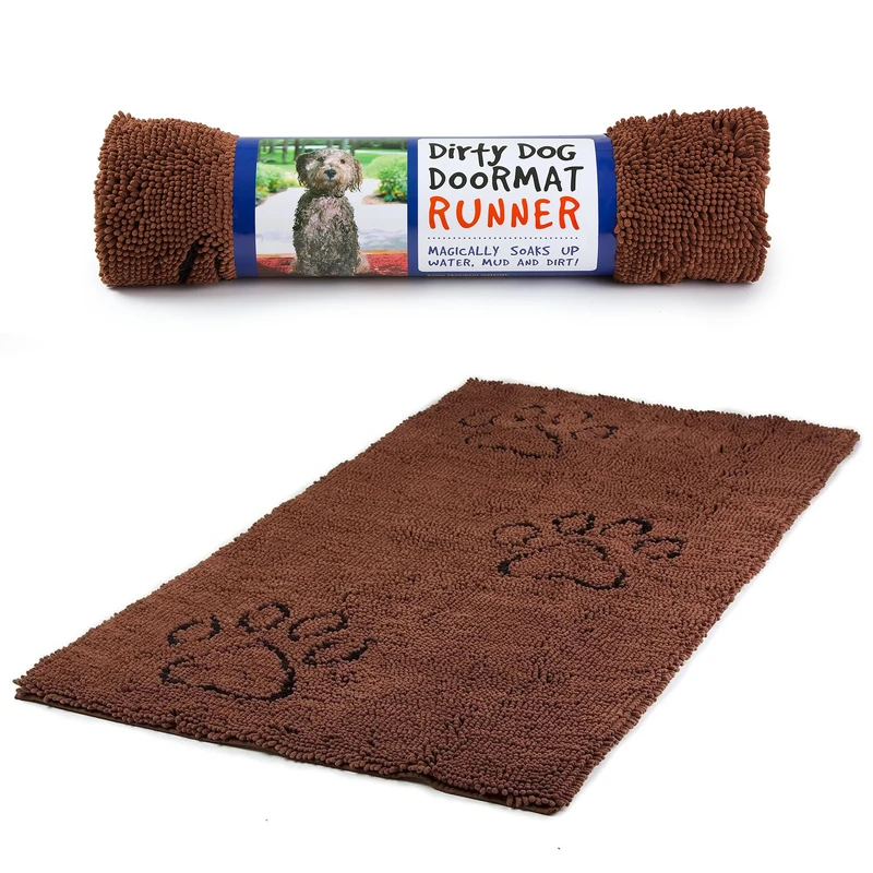 Dog Gone Smart Dirty Dog Microfiber Doormat, Super Absorbent Machine Washable with Non-Slip Backing, XL, Brown