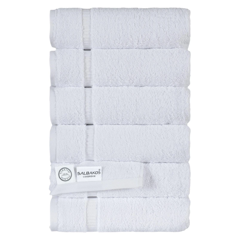 SALBAKOS Luxury Hotel and Spa Turkish Cotton Eco-Friendly Hand Towel Set Hand Towel 6 Pieces White