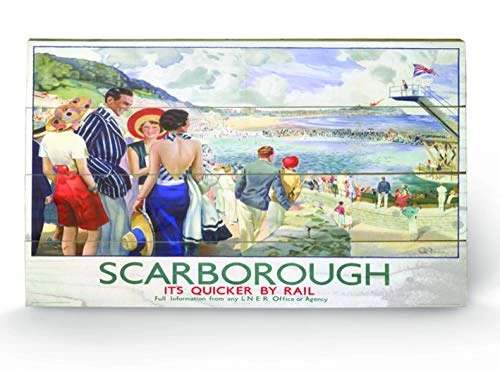 Pyramid International Scarborough 9 Wood Print, Multi-Colour, 45 x 76 x 1.3 cm