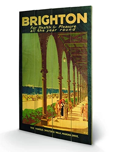 Pyramid International Brighton 1 Wood Print, Multi-Colour, 45 x 76 x 1.3 cm