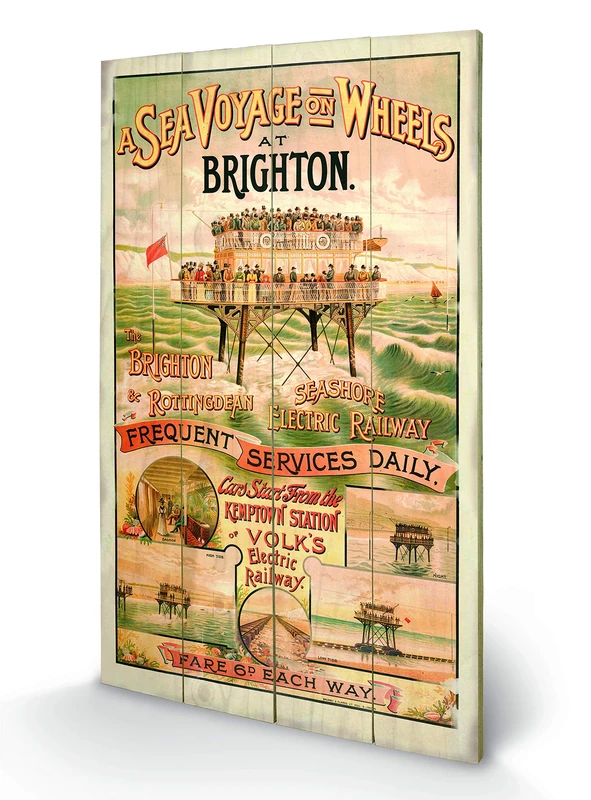 Pyramid International Brighton 2 Wood Print, Multi-Colour, 45 x 76 x 1.3 cm