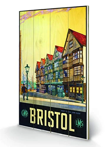 Pyramid International Bristol 3 Wood Print, Multi-Colour, 45 x 76 x 1.3 cm