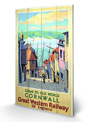 Pyramid International Cornwall 1 Wood Print, Multi-Colour, 45 x 76 x 1.3 cm