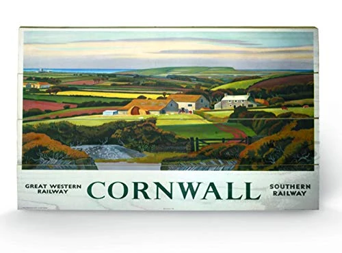 Pyramid International Cornwall 4 Wood Print, Multi-Colour, 45 x 76 x 1.3 cm