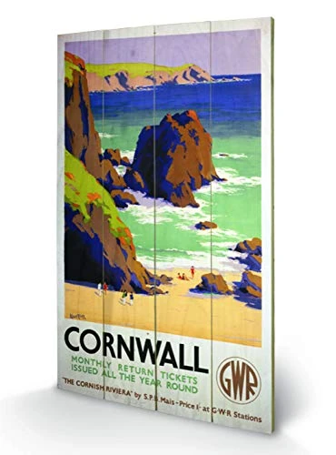 Pyramid International Cornwall 5 Wood Print, Multi-Colour, 45 x 76 x 1.3 cm