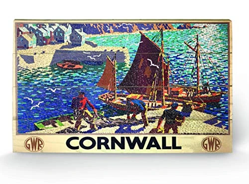 Pyramid International Cornwall 9 Wood Print, Multi-Colour, 45 x 76 x 1.3 cm
