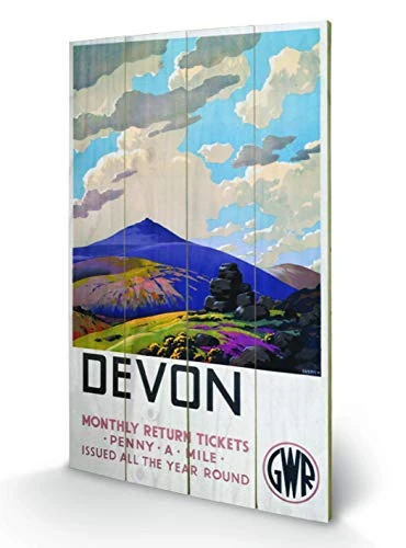 Pyramid International Devon 2 Wood Print, Multi-Colour, 45 x 76 x 1.3 cm