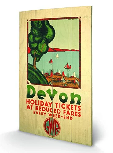 Pyramid International Devon 7 Wood Print, Multi-Colour, 45 x 76 x 1.3 cm