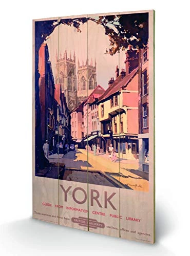 Pyramid International York 1 Wood Print, Multi-Colour, 45 x 76 x 1.3 cm