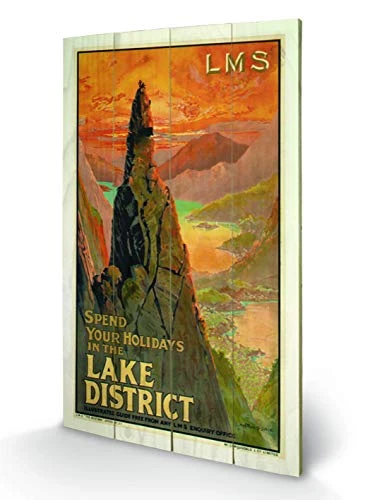 Pyramid International The Lake District 3 Wood Print, Multi-Colour, 45 x 76 x 1.3 cm