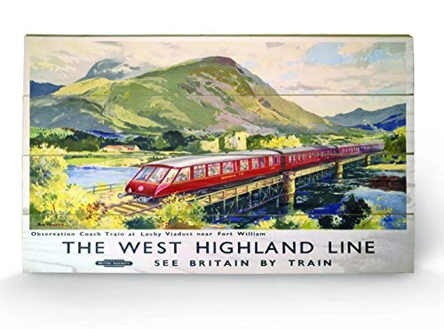 Pyramid International The West Highland Line Wood Print, Multi-Colour, 45 x 76 x 1.3 cm