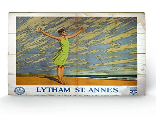 Pyramid International Lytham St Annes 1 Wood Print, Multi-Colour, 45 x 76 x 1.3 cm