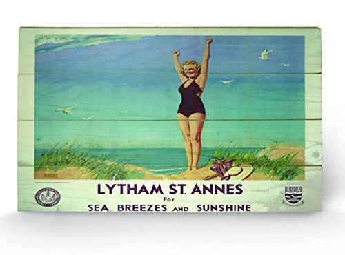 Pyramid International Lytham St Annes 2 Wood Print, Multi-Colour, 45 x 76 x 1.3 cm