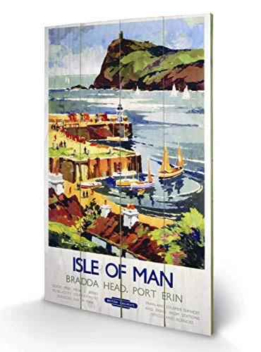 Pyramid International Isle of Man 1 Wood Print, Multi-Colour, 45 x 76 x 1.3 cm
