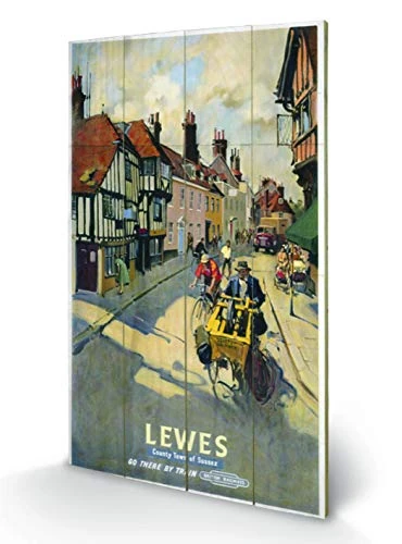 Pyramid International Lewes 1 Wood Print, Multi-Colour, 45 x 76 x 1.3 cm