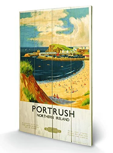 Pyramid International Portrush Wood Print, Multi-Colour, 45 x 76 x 1.3 cm