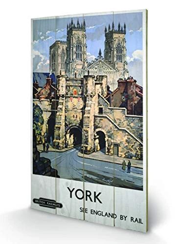 Pyramid International York 3 Wood Print, Multi-Colour, 45 x 76 x 1.3 cm