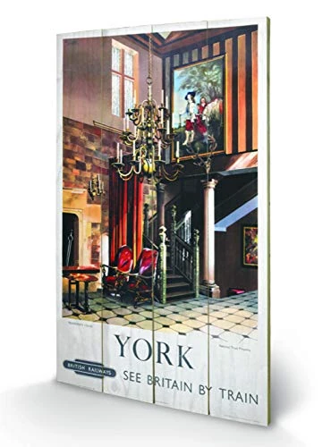 Pyramid International York Treasurer's House Wood Print, Multi-Colour, 45 x 76 x 1.3 cm