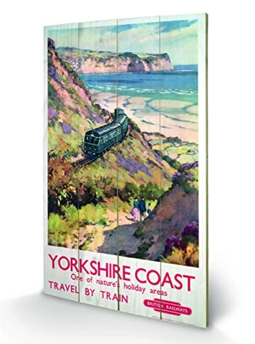 Pyramid International Yorkshire Coast 3 Wood Print, Multi-Colour, 45 x 76 x 1.3 cm