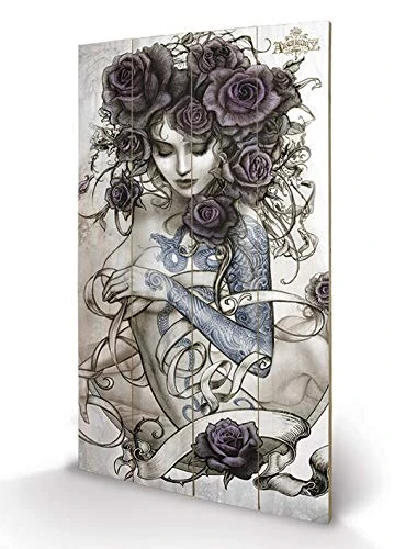 Pyramid International Alchemy Les Belles Dames de la Rose Wood Print, Multi-Colour, 45 x 76 x 1.3 cm