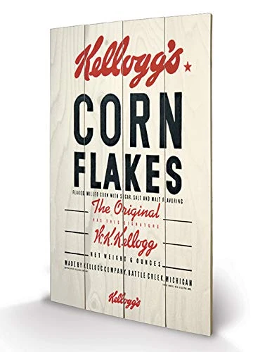 Pyramid International Vintage Kelloggs Corn Flakes Wood Print, Multi-Colour, 45 x 76 x 1.3 cm