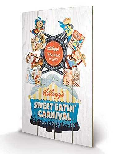Pyramid International Vintage Kelloggs Sweet Eatin' Carnival Wood Print, Multi-Colour, 45 x 76 x 1.3 cm