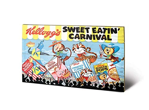 Pyramid International Vintage Kelloggs Sweet Eatin' Carnival Land Wood Print, Multi-Colour, 45 x 76 x 1.3 cm