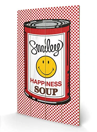 Pyramid International Smiley Happiness Soup Wood Print, Multi-Colour, 45 x 76 x 1.3 cm - Image 1