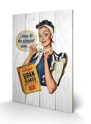 Pyramid International Vintage Kelloggs I Keep Fit Wood Print, Multi-Colour, 40 x 59 x 1.3 cm