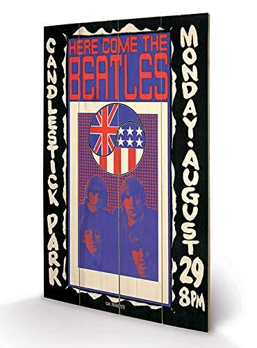 Pyramid International Come The Beatles Wood Print, Multi-Colour, 45 x 76 x 1.3 cm