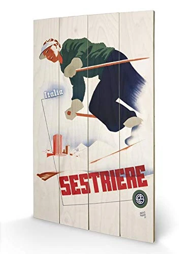 Pyramid International Italia Sestriere Wood Print, Multi-Colour, 45 x 76 x 1.3 cm