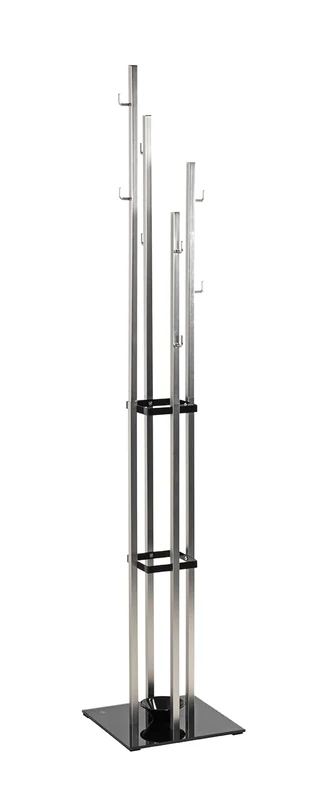 HAKU Möbel Hall-Tree Stainless Steel Look, Black, Metal, Tempered Glass 8 mm - Size: W 35 cm X H 182 cm X D 35 cm, Style: Modern