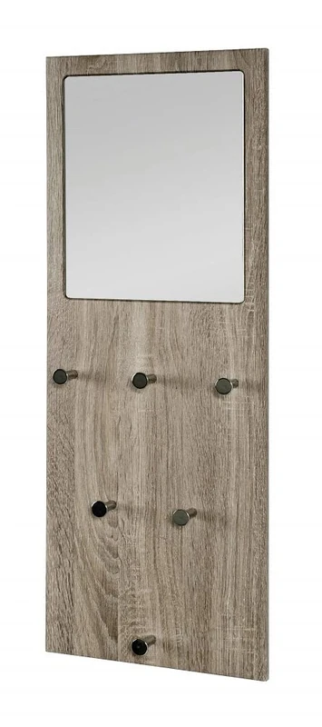 HAKU Möbel Wardrobe Chrome, Dark Oak, Mdf, Metal, Mirror - Size: W 30 cm X H 80 cm X D 6 cm, Style: Modern
