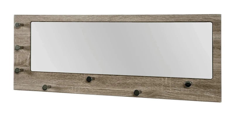 HAKU Möbel Wardrobe Chrome, Dark Oak, Mdf, Metal, Mirror - Size: W 80 cm X H 30 cm X D 6 cm, Style: Modern